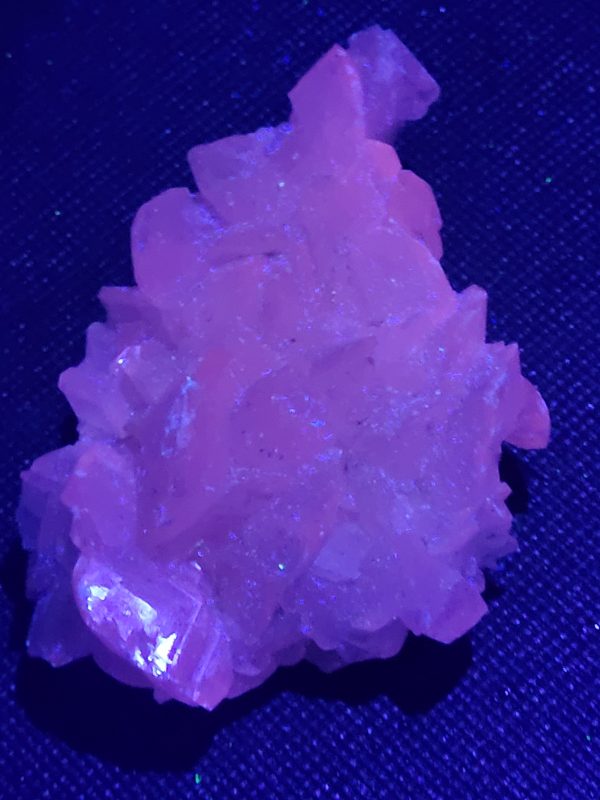 305g Natural Calcite Fluorescent Mineral Specimen under UV light