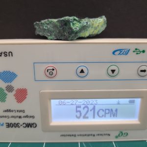 yellow Guilleminite Crystals on green Matrix - Haut-Katanga, Congo
