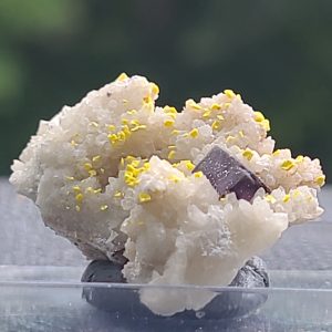 Boltwoodite with Fluorite on Quartz Matrix - Uranium Ore - China