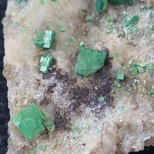 Torbernite on Matrix - Sullin’s Branch Mine, Mitchell Co. North Carolina, USA