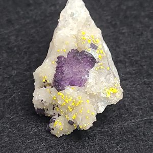 Tyuyamunite with Fluorite on Quartz Matrix - China