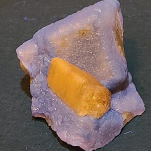 Amber Trapezoidal Radian Barite Crystal on Fluorescent Barite Matrix - Guizhou, China