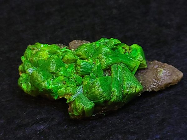 Lamellar Autunite on Matrix - Fluorescent Uranium Ore - China - Stabilized 7 Grams