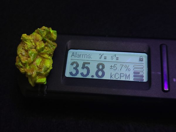 Meta-autunite Crystal Fluorescent Uranium Ore Specimen, Stabilized - 4.3 Grams