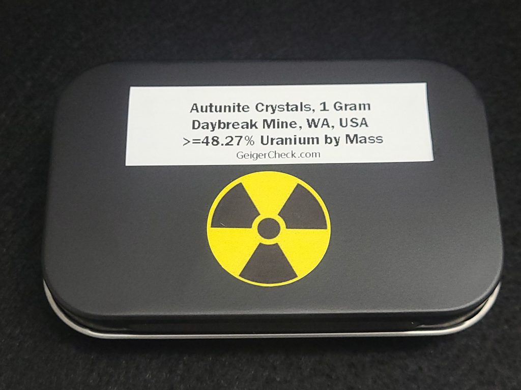 1 Gram Autunite Flakes in a Sealed Vial ~ Fluorescent Uranium Ore - Daybreak Mine