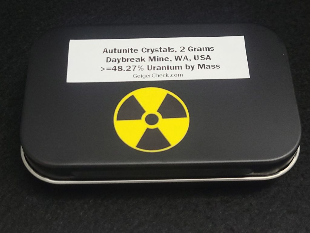 2 Grams Autunite Flakes in a Sealed Vial ~ Fluorescent Uranium Ore - Daybreak Mine