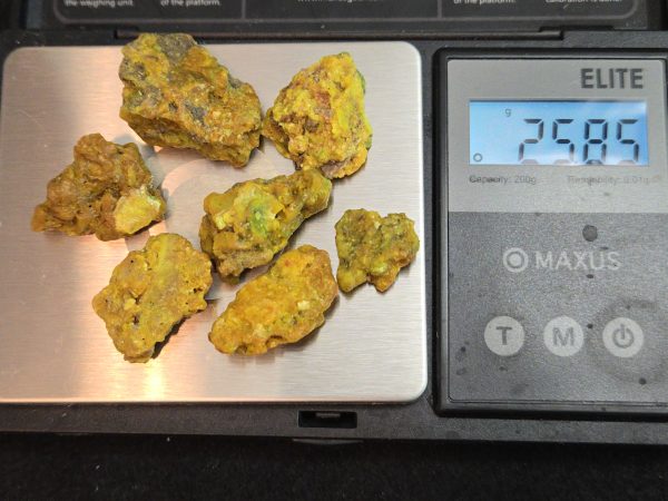 25 Grams of Autunite Fragments in a Lead Container, Bulk Uranium Ore