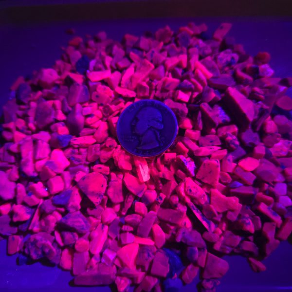 Fluorescent Corundum Ruby Pieces, 200 Grams