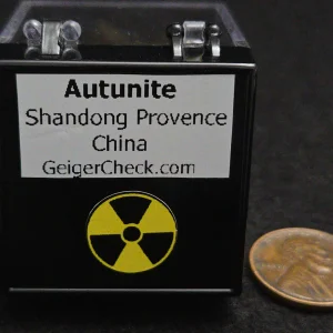 Autunite Crystal in Perky Box, 2.5 Grams – Fluorescent Uranium Ore