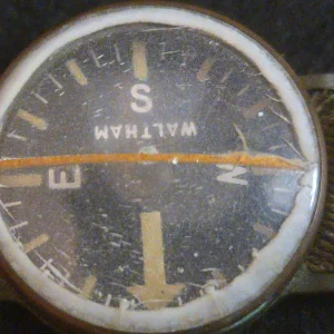 WWII Vintage Waltham Watch Co. U.S. Navy Pilot Wrist Compass – Stock No. R88-C-890