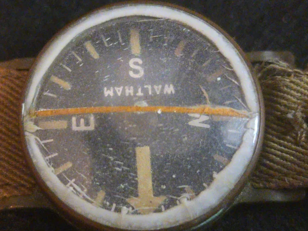 WWII Vintage Waltham Watch Co. U.S. Navy Pilot Wrist Compass – Stock No. R88-C-890