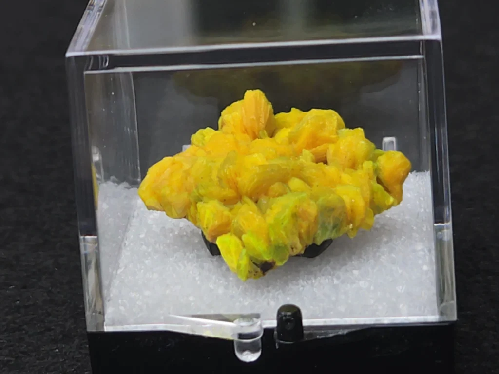 Autunite Crystal in Perky Box, 4 Grams – Fluorescent Uranium Ore