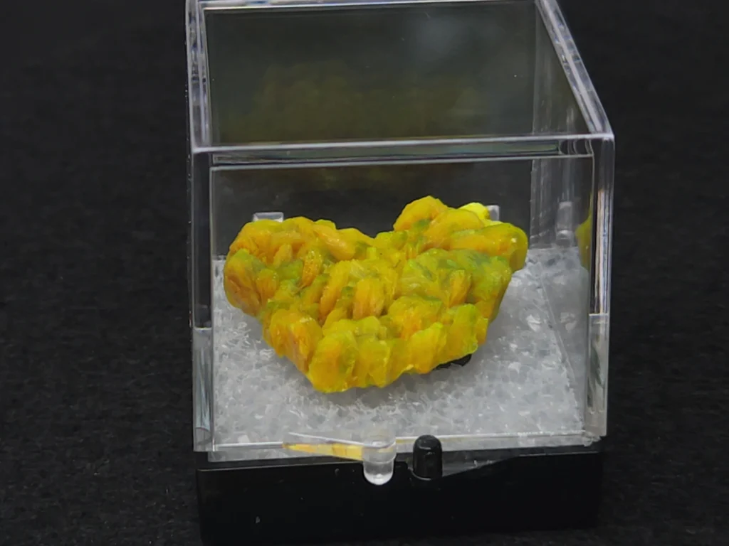 Autunite Crystal in Perky Box, 4 Grams – Fluorescent Uranium Ore