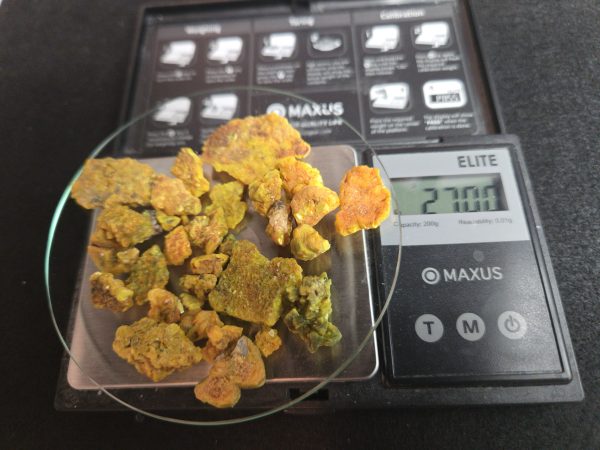 25 Grams of Autunite Fragments in a Lead Container, Bulk Uranium Ore